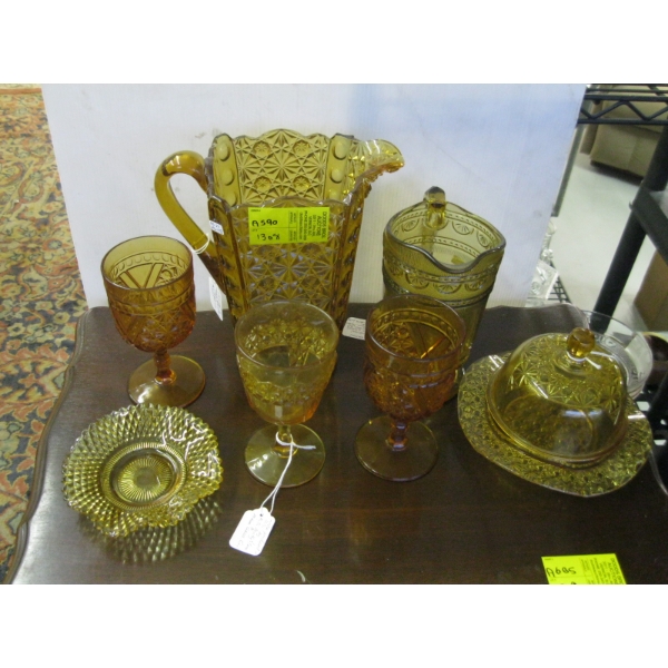 AMBER GLASS VINTAGE GLASSWARE