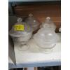Image 2 : 4 VINTAGE GLASS LIDDED CONTAINERS