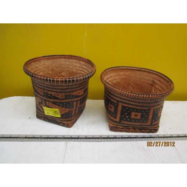 2 WICKER TYPE BASKETS  