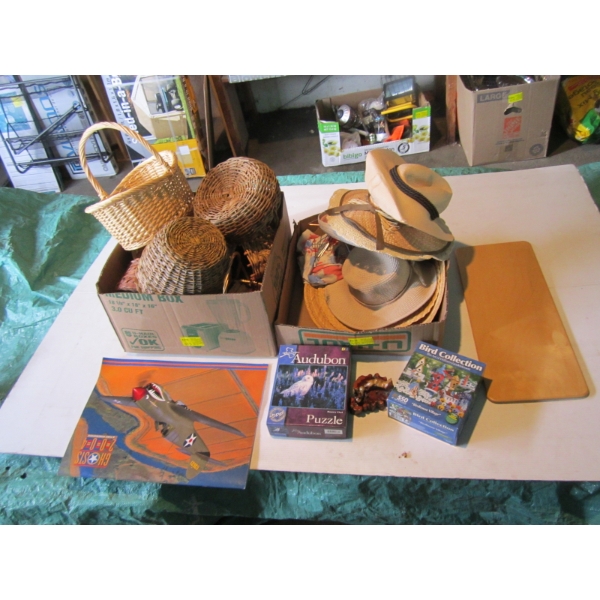 2 BOXES OF ASST. BASKETS, ETC.