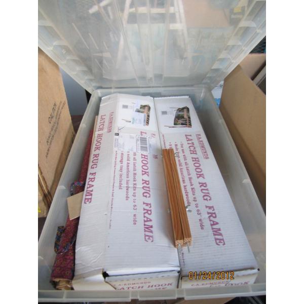 LG. BIN OF LATCH HOOK RUG FRAMES