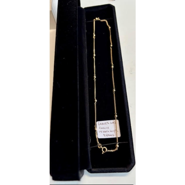 LADIES 10KT CHAIN, 15", 4G