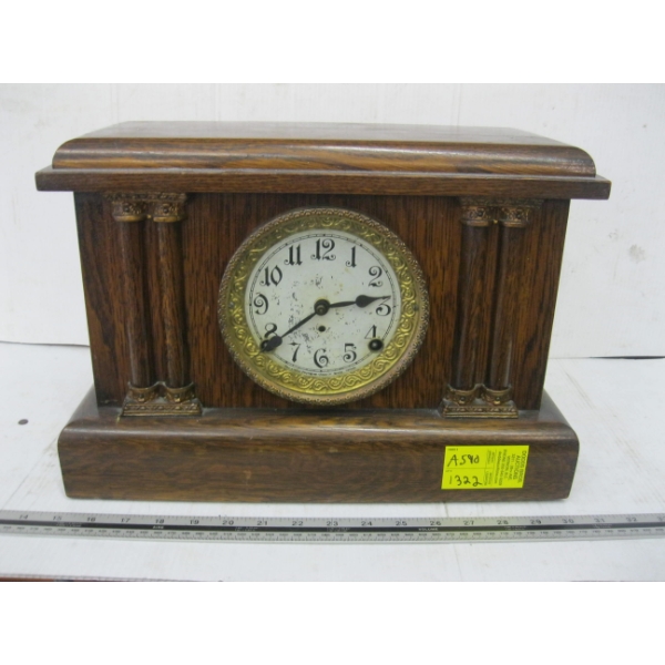 WOOD CASED MANTLE CLOCK ARTHUR PEQUEGNAT CLOCK CO.