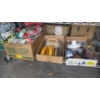 Image 1 : 3 BOXES OF MISC. SANDING BLOCKS, ROLLERS, PAINTING SUPPLIES, PEGBOARD HOOKS, ETC.