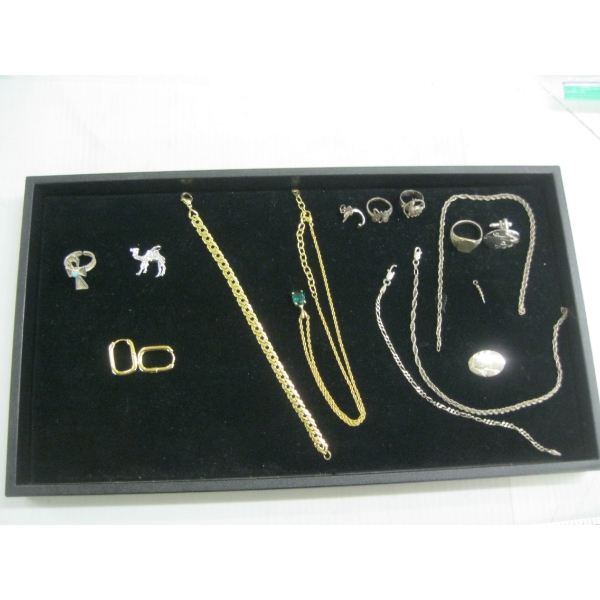 ASST'D JEWELLERY - RINGS, PENDANTS, CUFFLINKS, BRACELET & CHAIN
