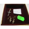 Image 2 : 14KT DIAMOND CROSS EARRINGS & PENDANT