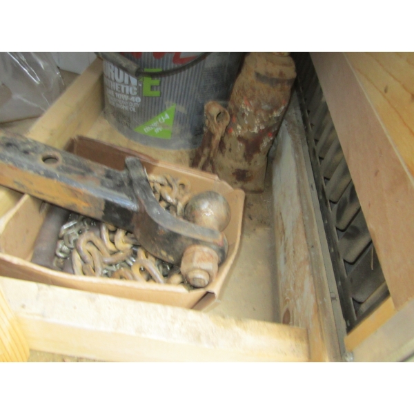 MISC. CHAIN & TRAILER HITCH & A BOTTLEJACK
