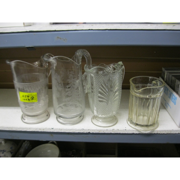 4 GLASS PITCHERS