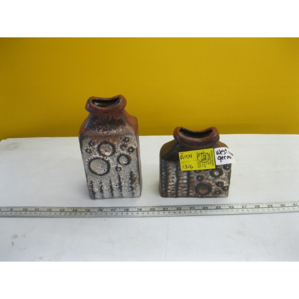 2 WEST GERMAN CARSTEN MCM POTTERY VASES