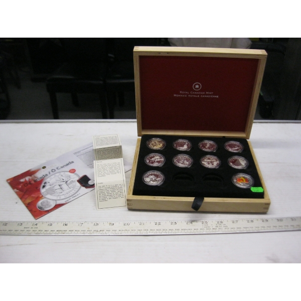 SET OF 10 CDN SILVER $10 COINS (EA. COIN IS .999 SILVER & WEIGHS 15.8G)