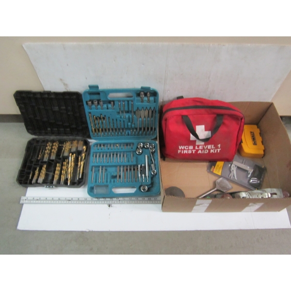 FIRST AID KIT, HAND PLANE, NEW POCKET WATCH, ETC.