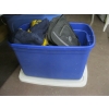 Image 2 : PLASTIC BIN W/MISC. RAIN GEAR, BLANKET, ETC.
