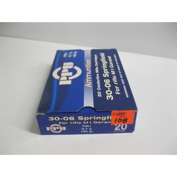 PPU 30-06 SPRG 9.7GR 150GRS FMJ|1X20 CENTERFIRE RIFLE CARTRIDGES