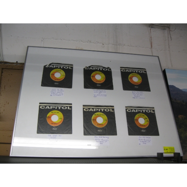 FRAMED BEATLES 45 RECORDS