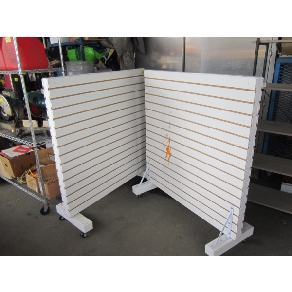 2 ROLLING 4' SLAT WALL SHELF UNITS