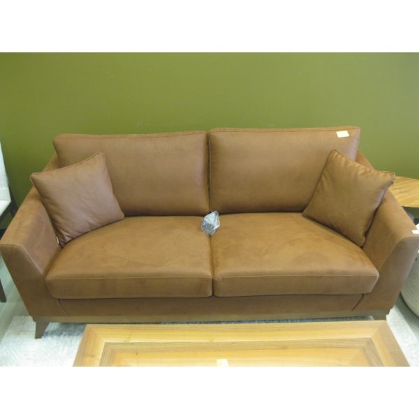BROWN SOFA W/CUSHIONS 