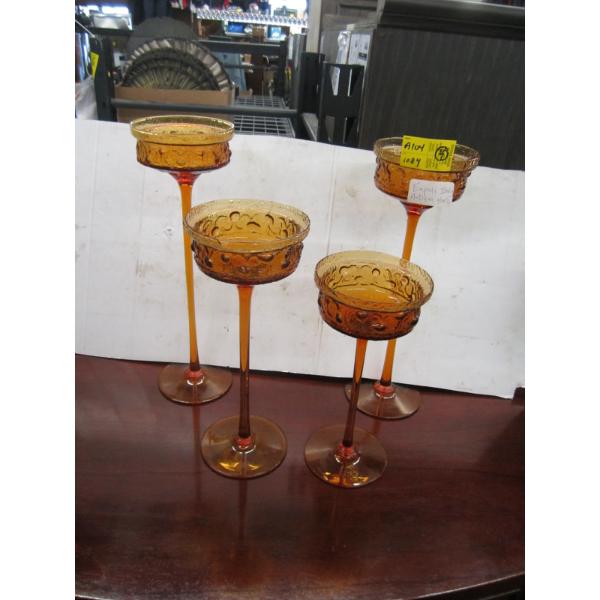 ITALY, COLONY, ANTIGUA ANTIQUE GLASS CANDLEHOLDERS