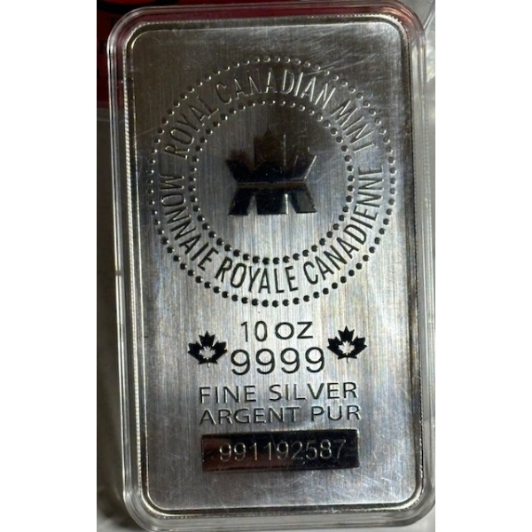 10 OZ. ROYAL CDN MINT .999 SILVER BAR (TAX EXEMPT)
