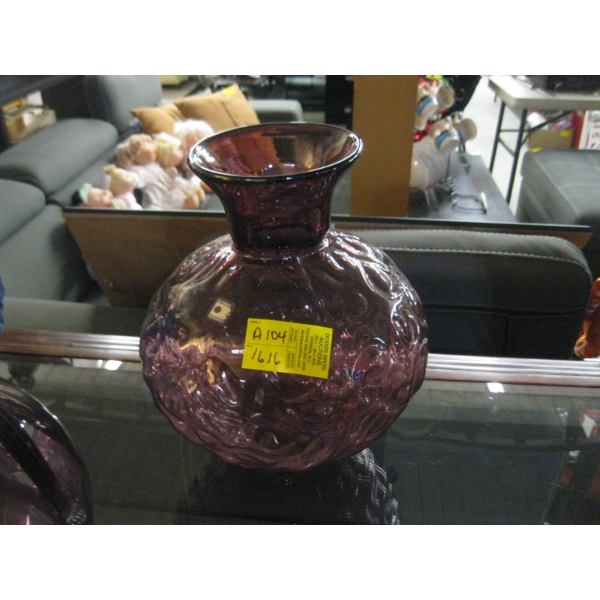 LG. BLENKO PURPLE GLASS VASE