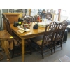 Image 2 : RATTAN BAMBOO LOOK DINING TABLE W/1 LEAF & 6 CHAIRS