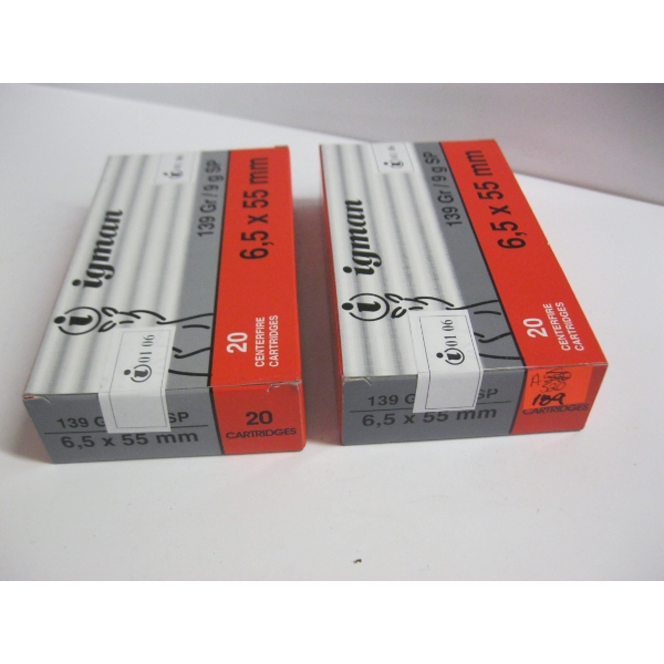 IGMAN 6.5X55MM 139GRS 9G SP|2X20 CENTERFIRE CARTRIDGES