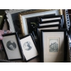 Image 3 : LG. BOX OF SM. FRAMED PICTURES, NEEDLEPOINT ORIGINALS, ETC.