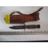 Image 1 : LEATHER HANDLE KNIFE W/SHEATH & SHARPENING STONE