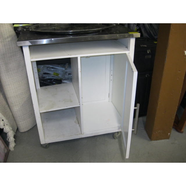 SM. ROLLING CABINET W/SINGLE DOOR & STAINLESS STEEL TOP