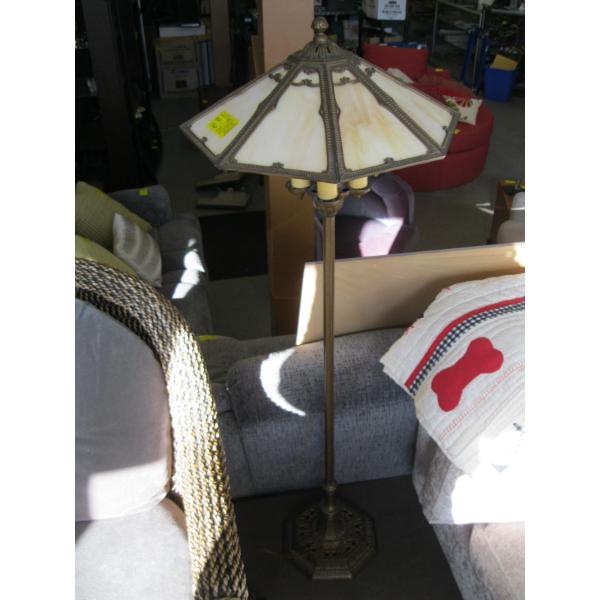 VINTAGE SLAG GLASS COAL LAMP