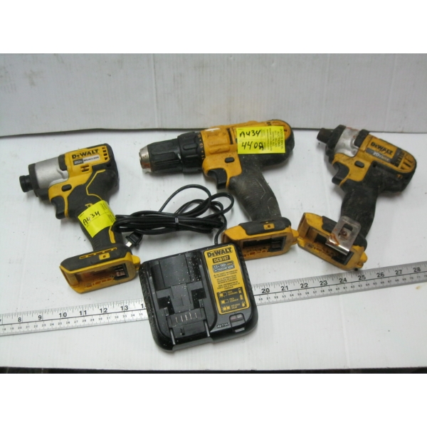 3 DEWALT TOOLS & CHARGER - NO BATTERY