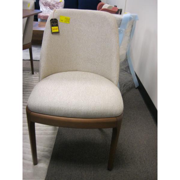 WOOD FRAMED OFF WHITE DINING CHAIR