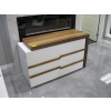 Image 1 : "AS IS" WHITE & WOOD FINISH DRESSER W/SLIDING WOOD TOP FOR DESK