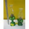 Image 1 : 2 GREEN GLASS BASED COAL OIL LAMPS
