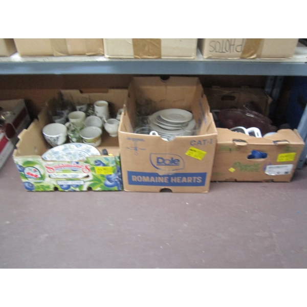 3 BOXES OF MISC. DISHES, ETC.