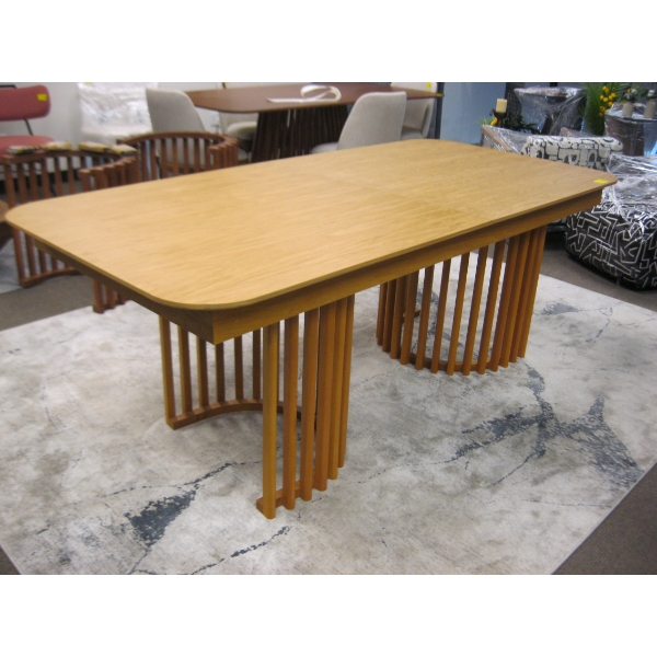 CASA 200CM EXTENDABLE TABLE W/DOUBLE PEDESTAL BASE - OAK