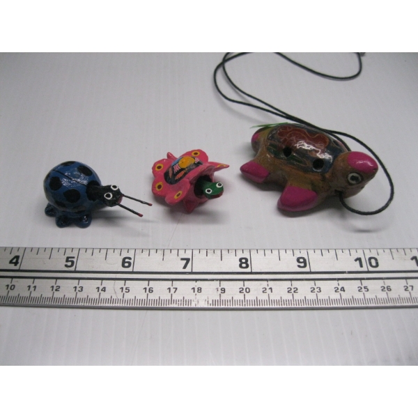 TURTLE FLUTE & SM. MOVEABLE HEAD BUGS