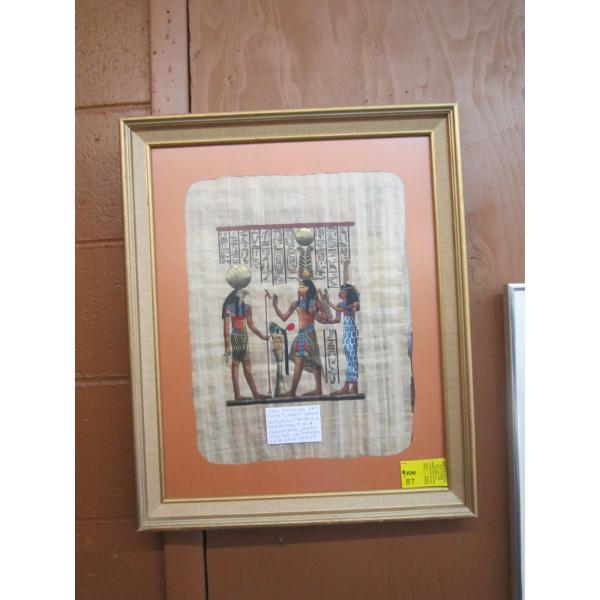 EGYPTIAN ART PAPYRUS FRAMED PAINTING