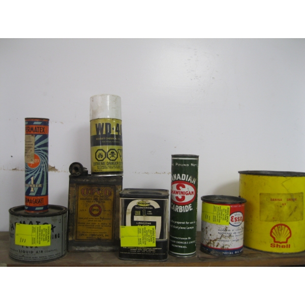 VINTAGE CONTAINERS: GREASE, CARBIDE, ETC.