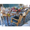 Image 1 : LG. WOODEN DINING TABLE W/10 UPHOLSTERED RATTAN LOOK CHAIRS