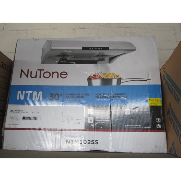 NEW NUTONE 30" STAINLESS STEEL RANGE HOOD - DUCTED