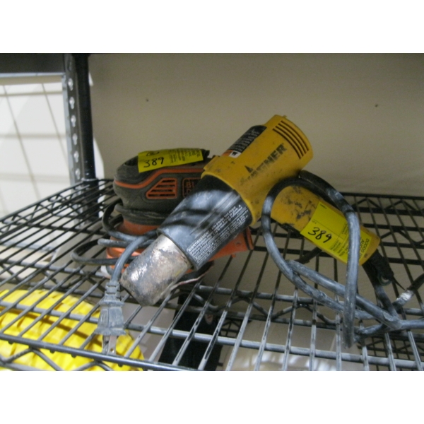 BLACK & DECKER PALM SANDER & A HEAT GUN