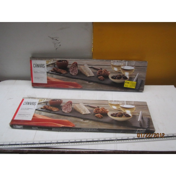 2 NEW CANVAS SLATE SERVING PLATTERS IN BOX - 23.5X6"