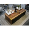 Image 1 : WOOD COFFEE TABLE W/2 WHITE ROLLING TABLES