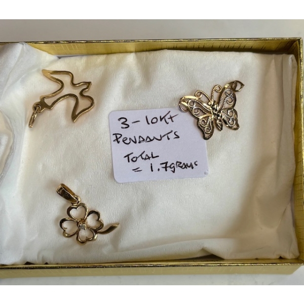 3 - 10KT PENDANTS, TOTAL 1.75G