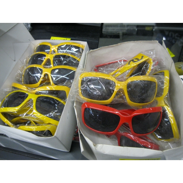 2 BOXES OF SUNGLASSES - RED & YELLOW