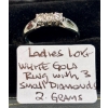 Image 1 : LADIES 10KT WHITE GOLD RING W/3 SM. DIAMONDS, 2G, SZ 6 3/4