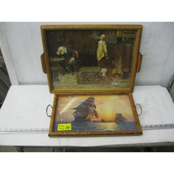 2 VINTAGE SERVING TRAYS