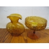 Image 1 : 2 EMPOLI ANTIQUA SERIES AMBER GLASS - BOWL & VASE