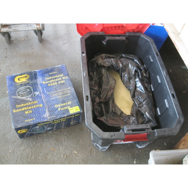INDUSTRIAL SANDBLASTING KIT & BIN OF SAND