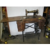 Image 1 : WHITE TREADLE SEWING MACHINE W/CABINET